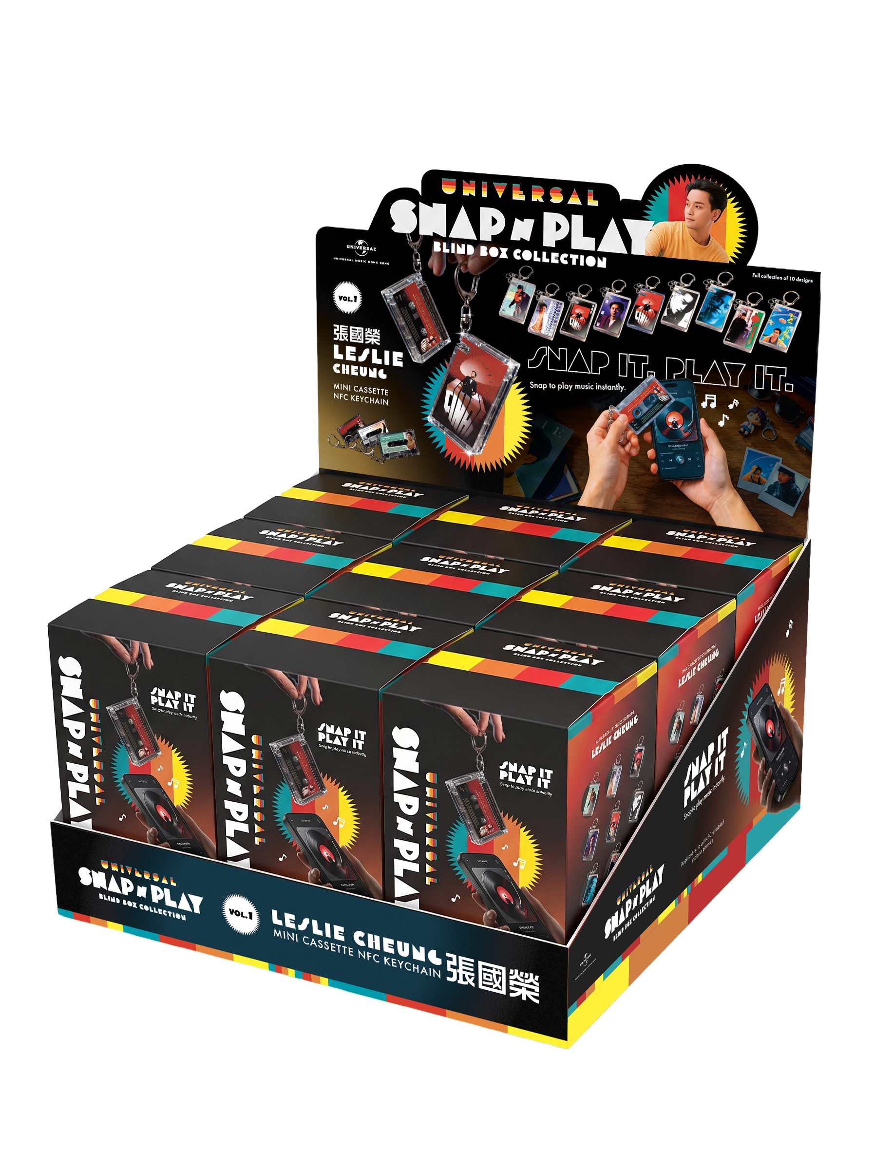 Snap & Play Blind Box Collection 張國榮經典專輯迷你卡帶 NFC 鎖匙扣盲盒系列 (整盤9隻盲盒)
